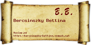 Bercsinszky Bettina névjegykártya